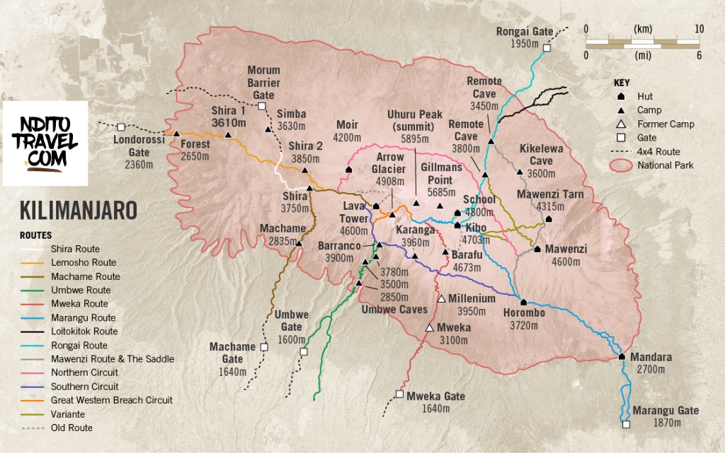 map of kilimanjaro